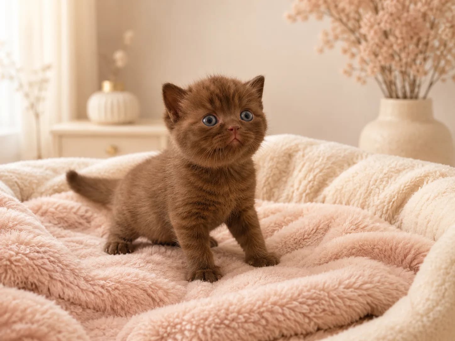 Luna, Chocolate British Shorthair kitten portrait