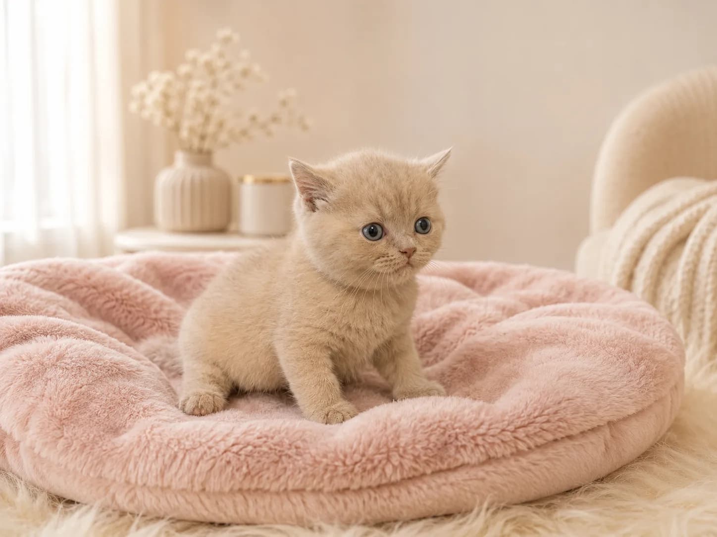 Willow, Fawn British Shorthair kitten portrait